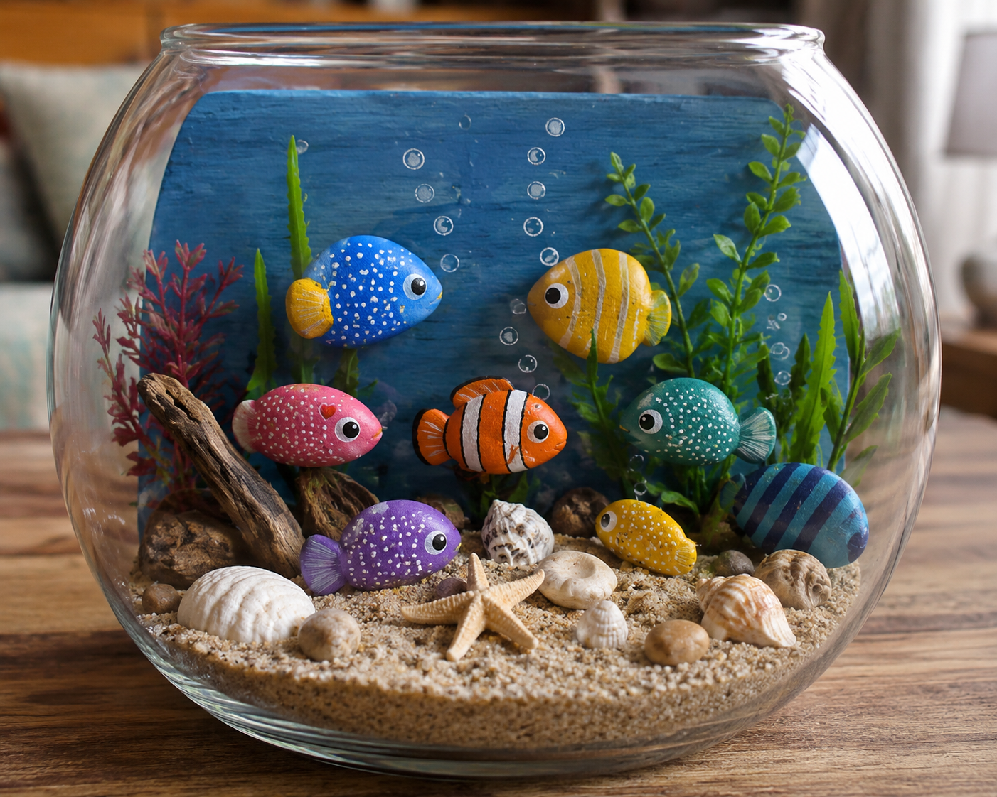 Acuario con Peces de Piedra: una Idea Decorativa Creativa, Colorida y sin Mantenimiento Acuario con Peces de Piedra: una Idea Decorativa Creativa, Colorida y sin Mantenimiento acuario con peces de piedra 3