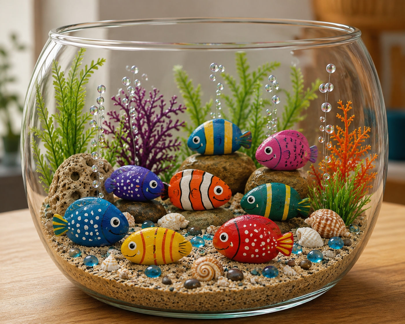 Acuario con Peces de Piedra: una Idea Decorativa Creativa, Colorida y sin Mantenimiento Acuario con Peces de Piedra: una Idea Decorativa Creativa, Colorida y sin Mantenimiento acuario con peces de piedra 4
