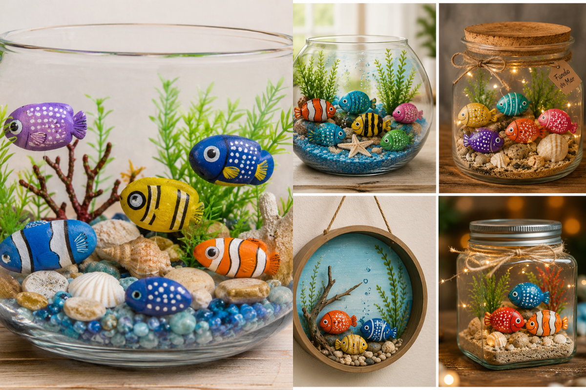 Acuario con Peces de Piedra: una Idea Decorativa Creativa, Colorida y sin Mantenimiento Acuario con Peces de Piedra: una Idea Decorativa Creativa, Colorida y sin Mantenimiento acuario con peces de piedra 7
