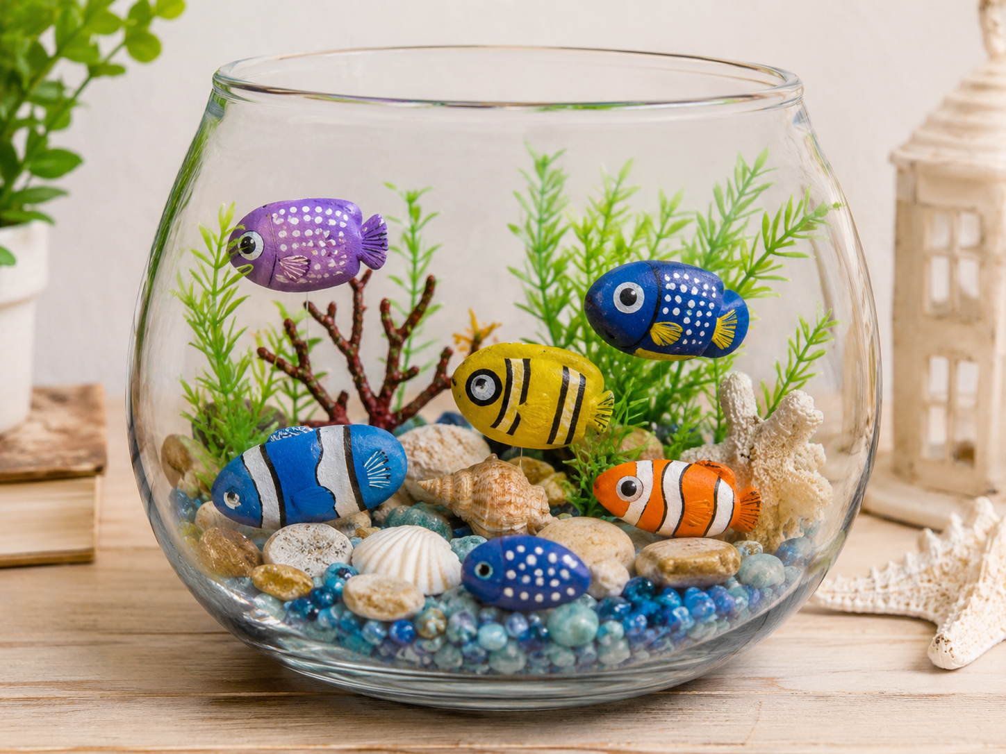 Acuario con Peces de Piedra: una Idea Decorativa Creativa, Colorida y sin Mantenimiento Acuario con Peces de Piedra: una Idea Decorativa Creativa, Colorida y sin Mantenimiento acuario con peces de piedra