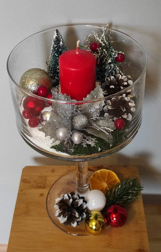 adornos navidenos con copas de cristal