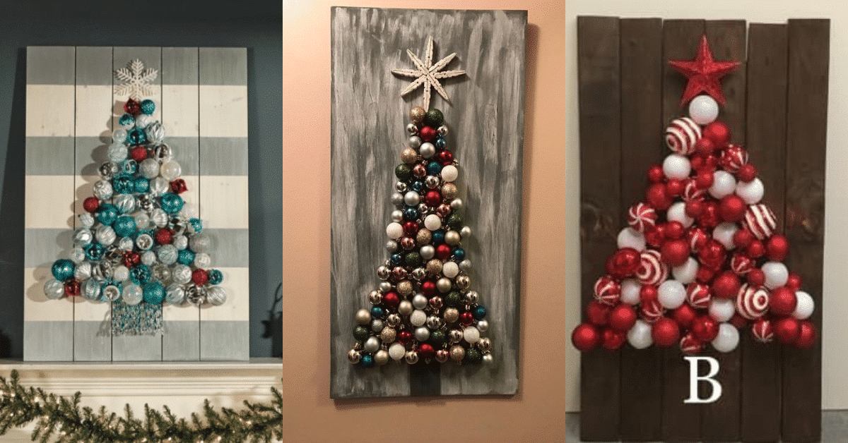 arboles de navidad hechos con bolas madera