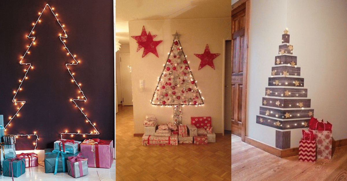 arboles de navidad montados en la pared