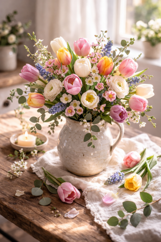 Arreglos florales de primavera: cómo transformar tu casa con flores frescas y naturales arreglos florales de primavera 3 scaled