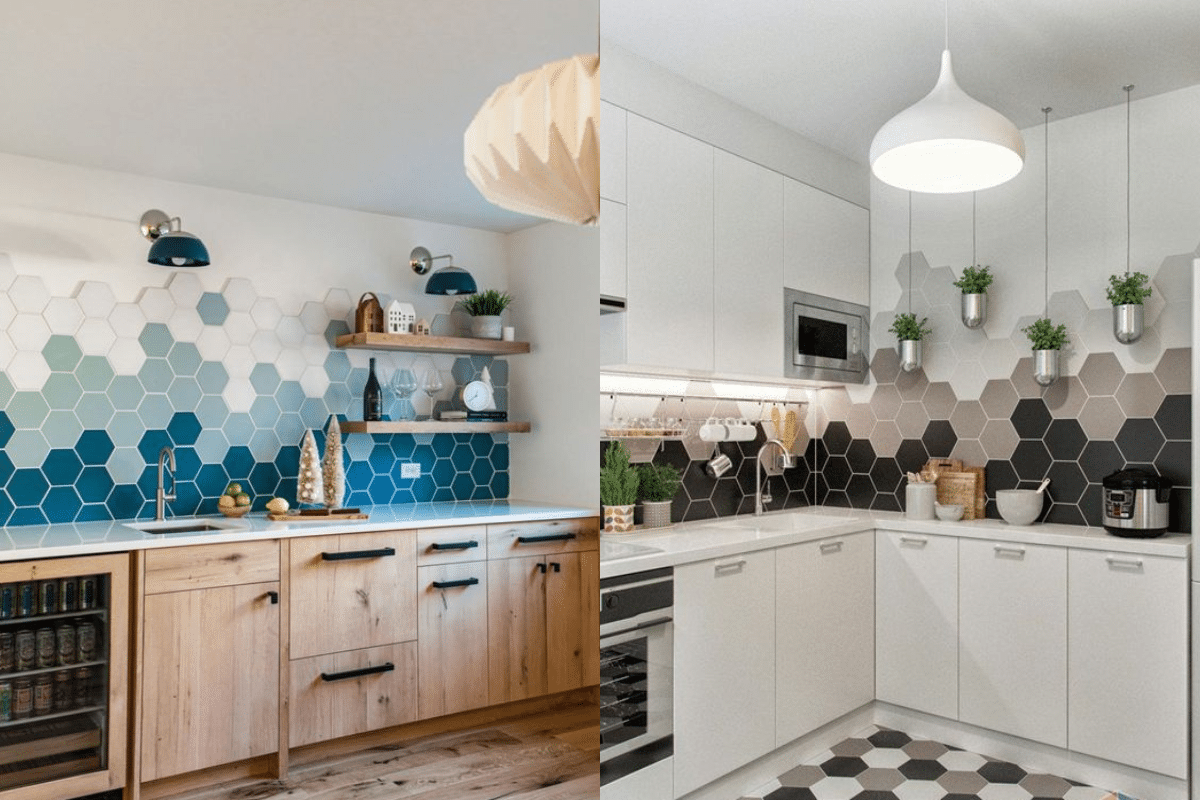 azulejos hexagonales en cocinas