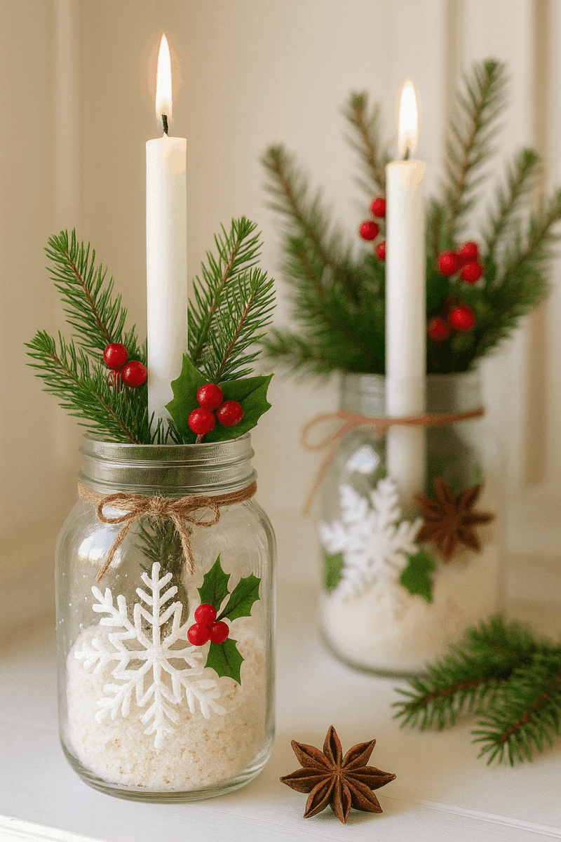 bellas lamparas navidenas con frascos 1