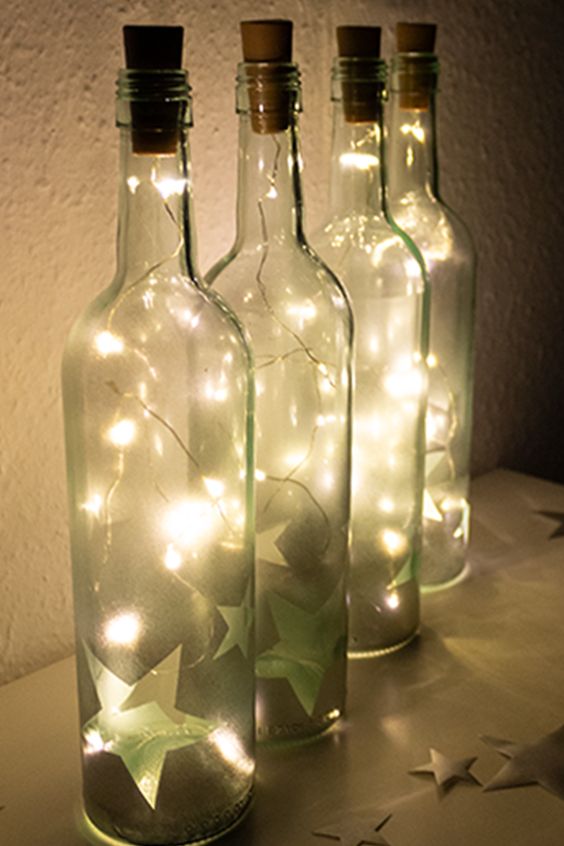 botellas con iluminacion para decorar navidad 1