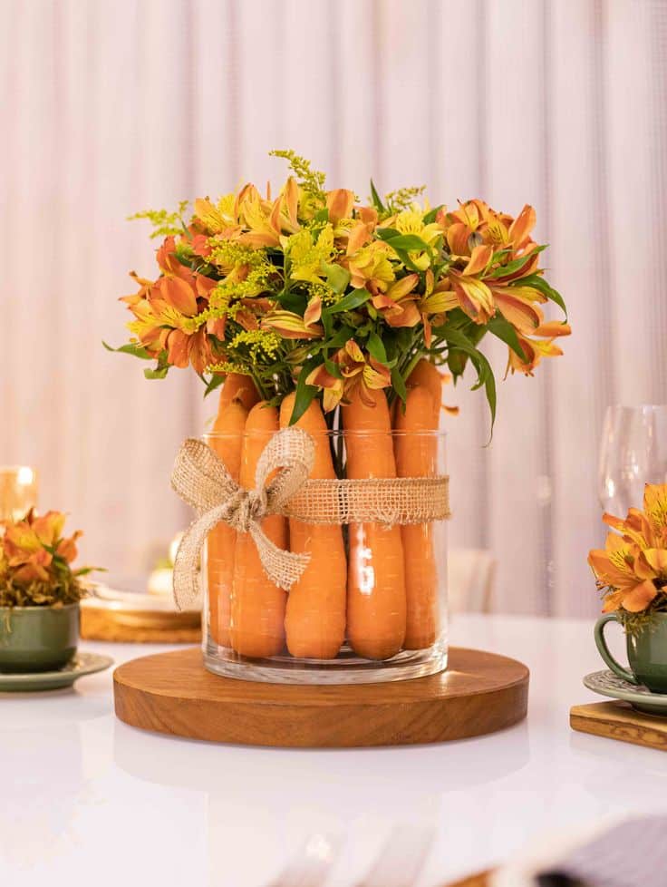 centros de mesa de pascua con zanahorias