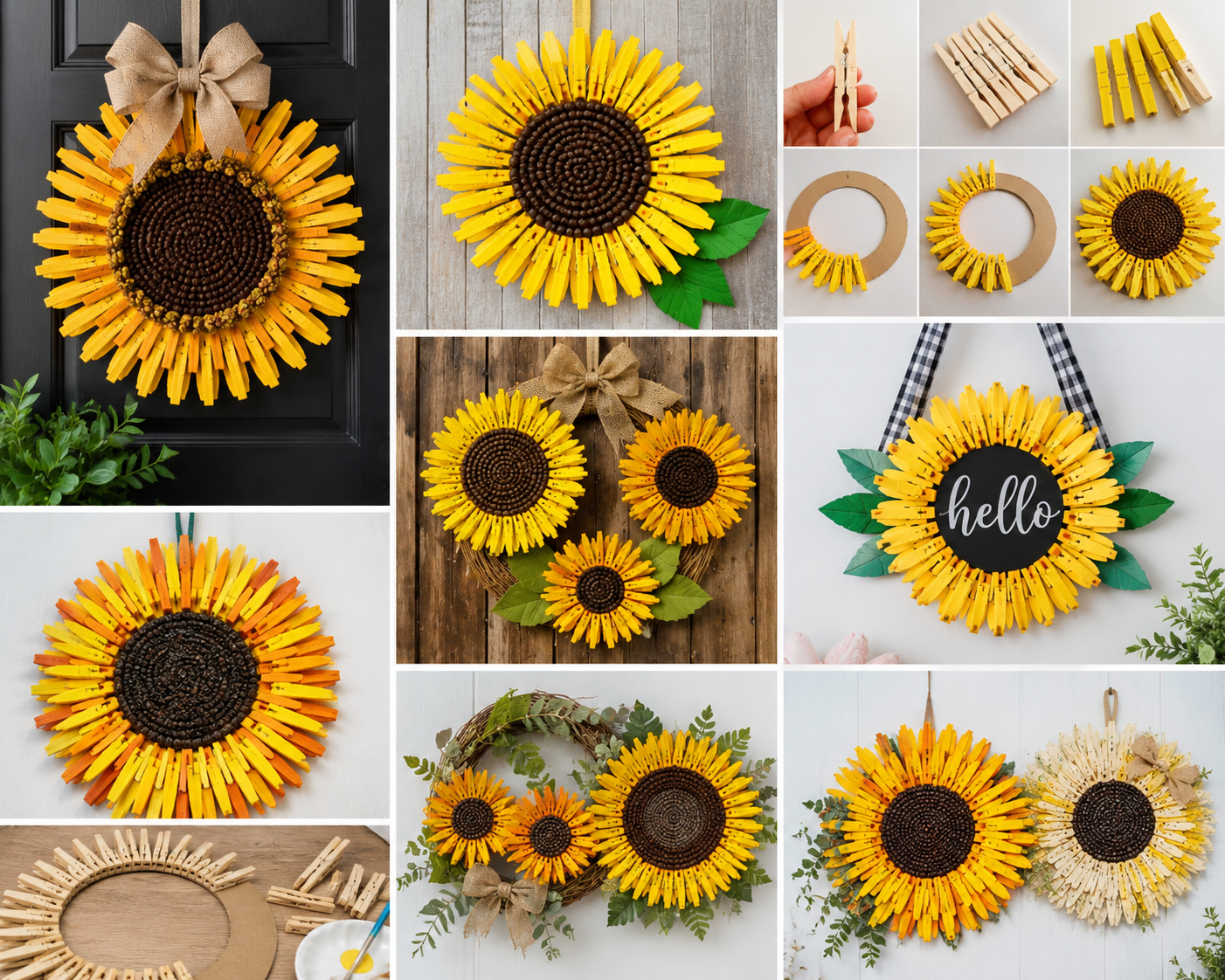 Cómo crear una hermosa corona de girasoles usando pinzas para la ropa Cómo crear una hermosa corona de girasoles usando pinzas para la ropa como crear una hermosa corona de girasoles usando pinzas para la ropa