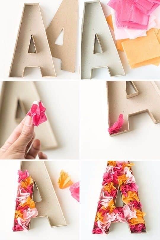 como hacer letras de carton para decorar 7