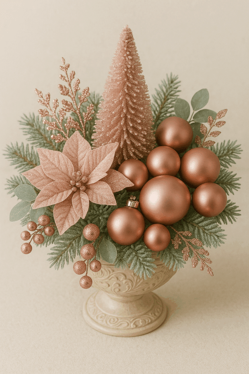 como hacer un centro de mesa navideno con esferas 1