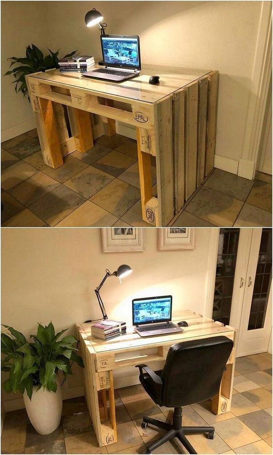 como hacer un escritorio con madera reciclada 7