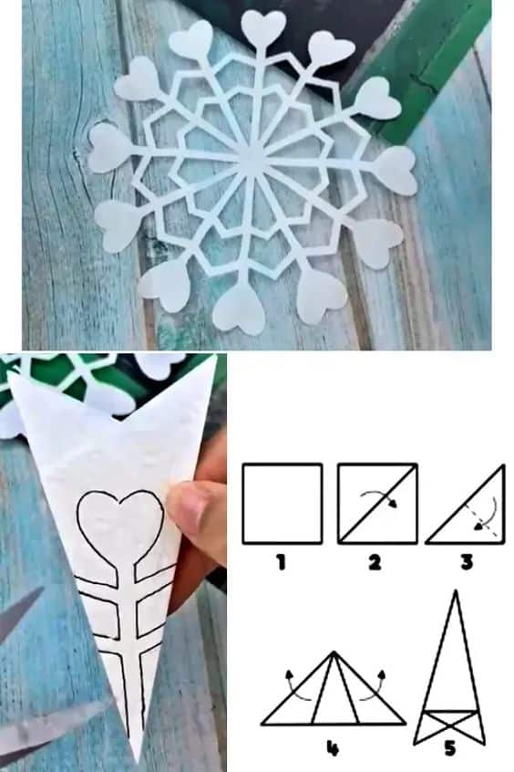 copos de nieve de papel en decoracion navidena