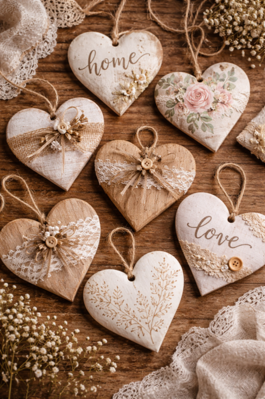 Corazones de madera decorados: ideas artesanales que llenan de alma cualquier espacio corazones de madera decorados 4 scaled