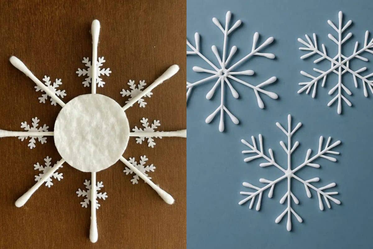 crea copos de nieve magicos con hisopos de algodon