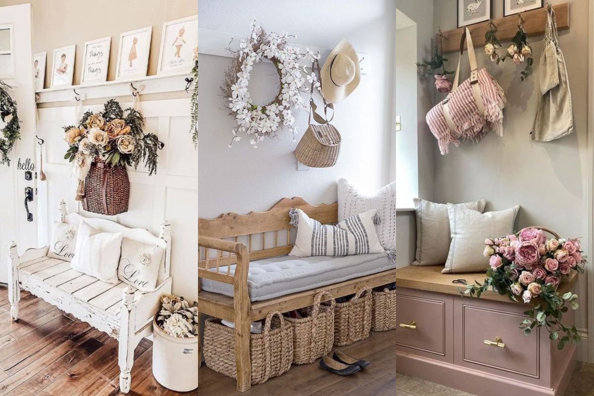 decora tu recibidor con un banco vintage 10