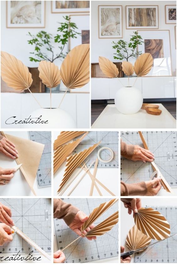 decoracion con hojas de papel kraft