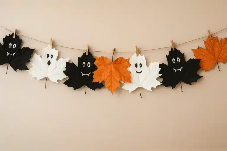 decoracion creativa de halloween con hojas 1