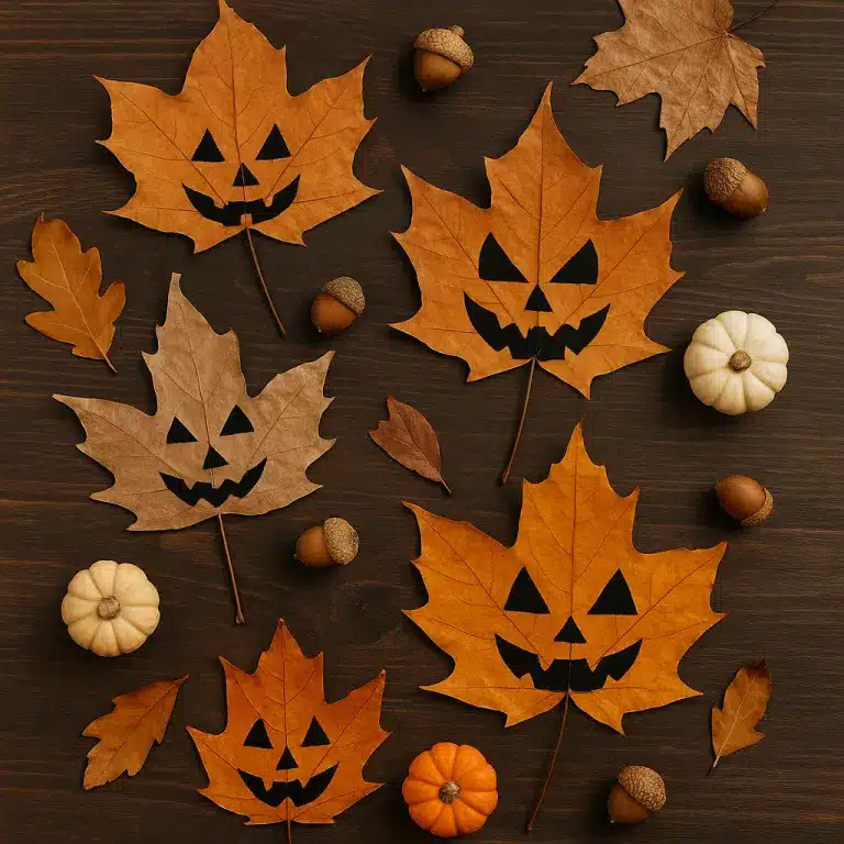 decoracion creativa de halloween con hojas 2