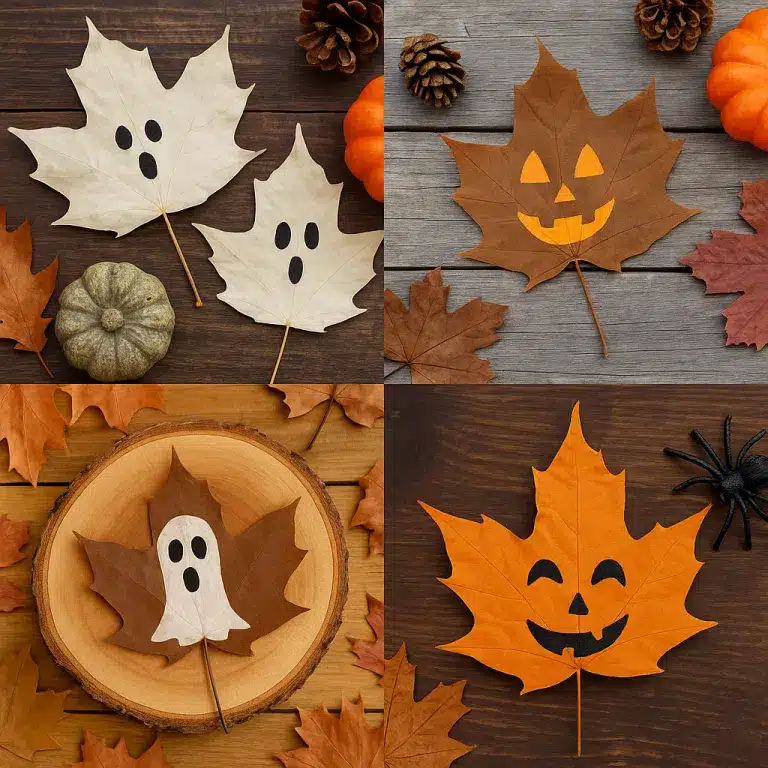 decoracion creativa de halloween con hojas 7