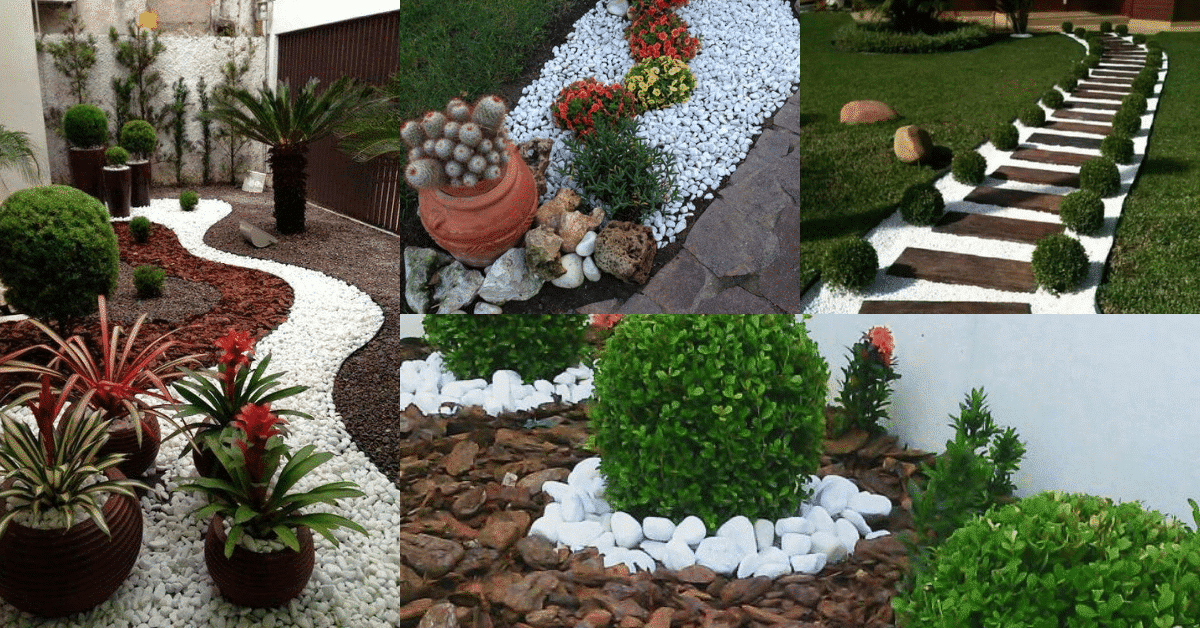 decoracion jardin con piedra blanca