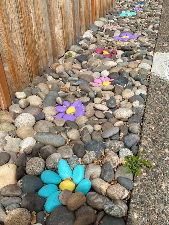decoraciones jardines flores de piedras coloridas 5