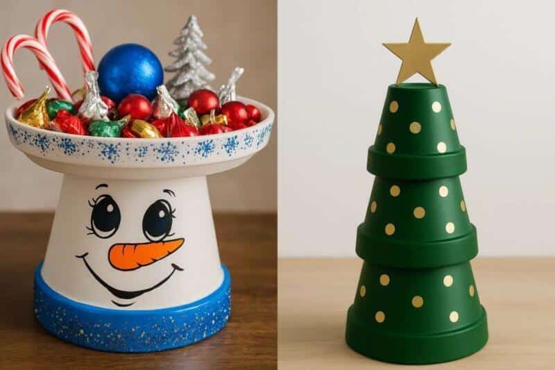 decoraciones navidenas en macetas de barro