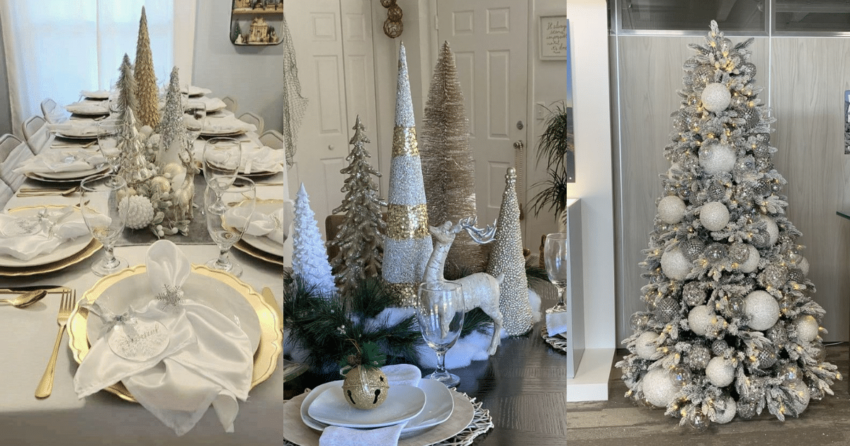 decoraciones navidenas en plata y oro