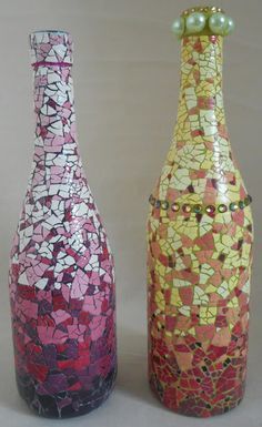 decorar botellas de vidrio con cascaras de huevo 5