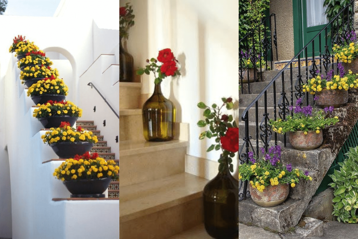 decorar escaleras con plantas