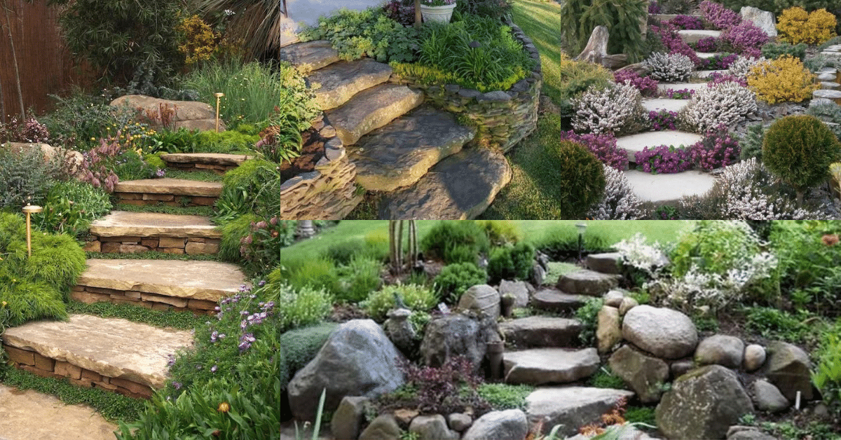escaleras con piedras para decoracion de jardin