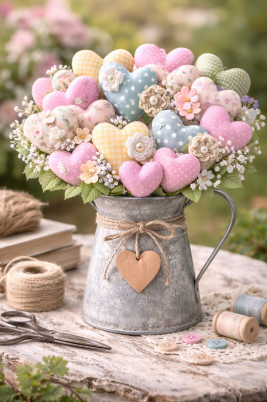 Hermosas ideas de arreglos con corazones de tela para decorar con encanto artesanal hermosas ideas de arreglos con corazones de tela 1 scaled