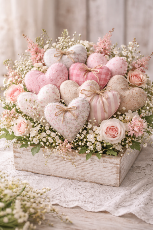 Hermosas ideas de arreglos con corazones de tela para decorar con encanto artesanal hermosas ideas de arreglos con corazones de tela 2 scaled