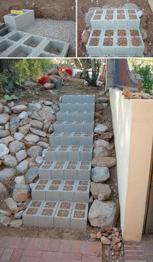 ideas con bloques de cemento para la decoracion de jardines