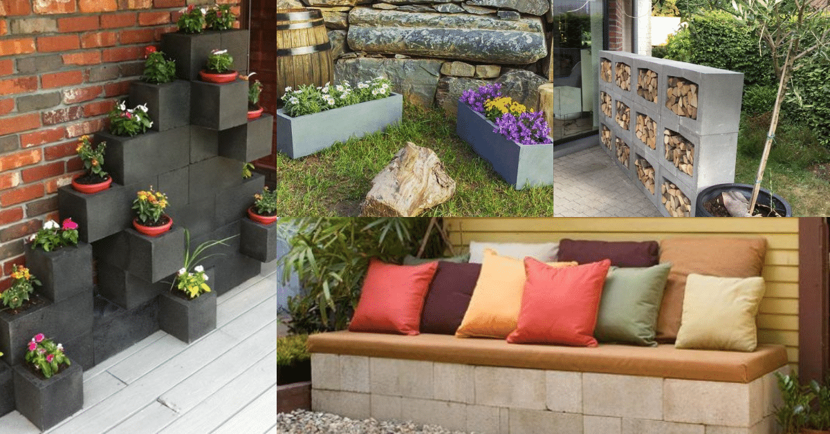 ideas con bloques de cemento para la decoracion de jardines