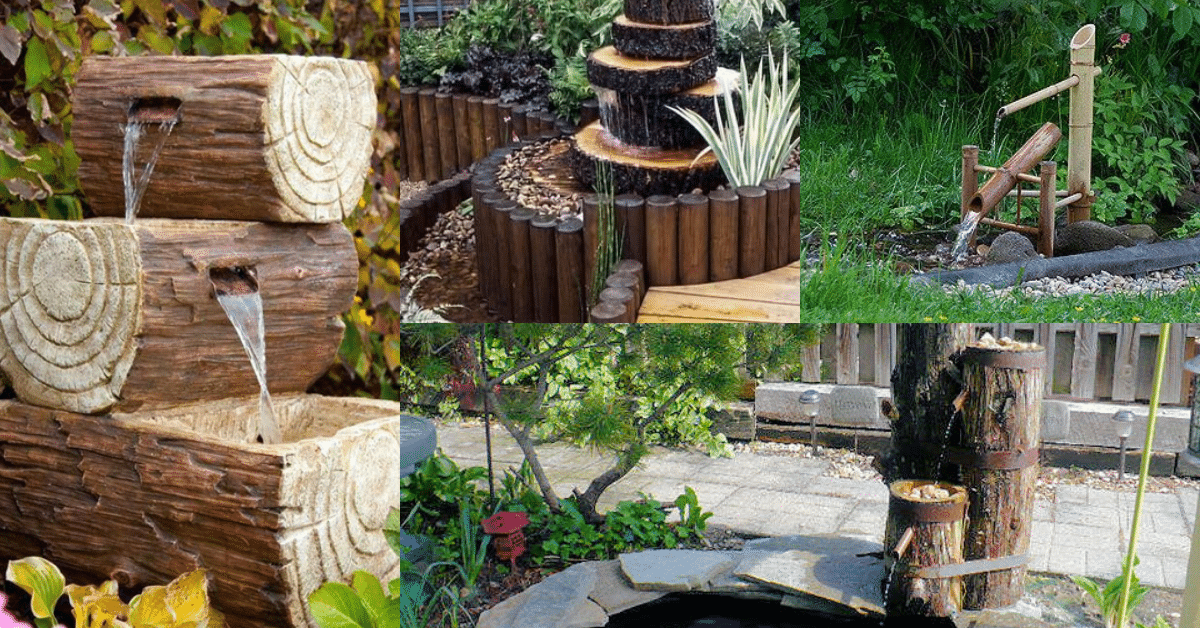 ideas de fuentes de jardin de madera 1