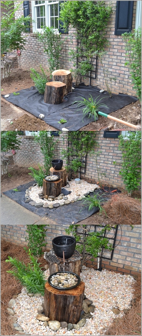 ideas de fuentes de jardin de madera 4