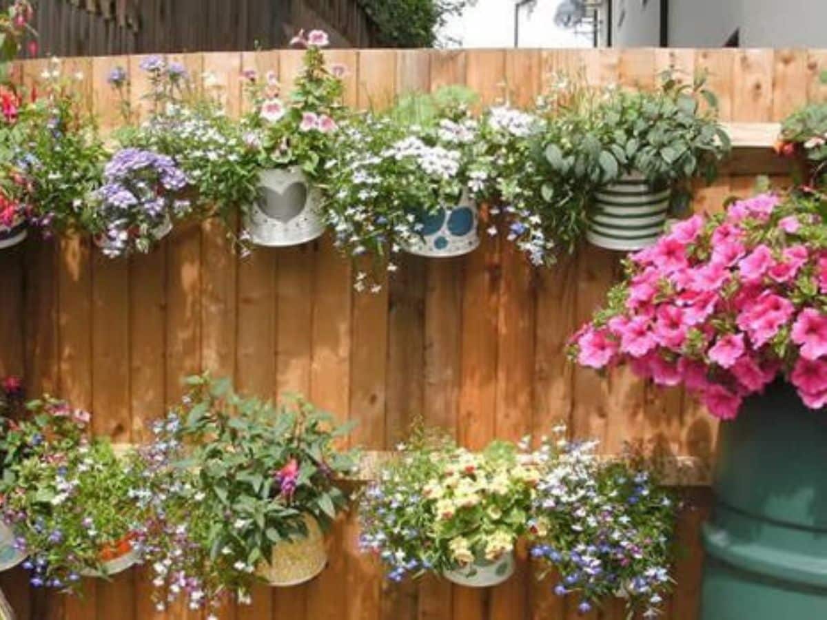 ideas de jardin suspendido con latas 15