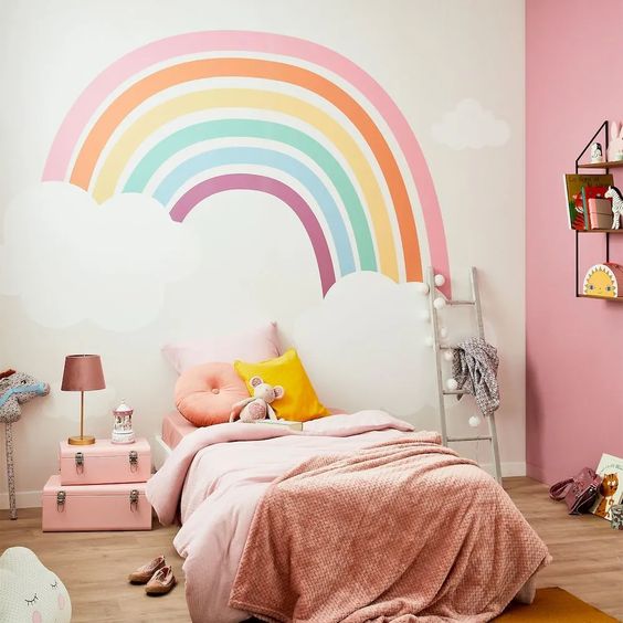 ideas de paredes decoradas con el arcoiris 4