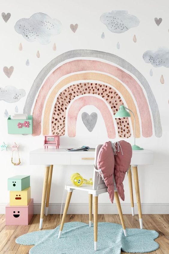 ideas de paredes decoradas con el arcoiris 6