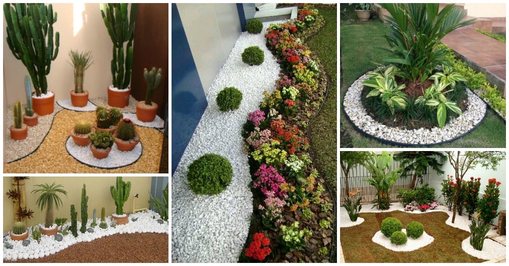 ideas decorar con guijarros jardin