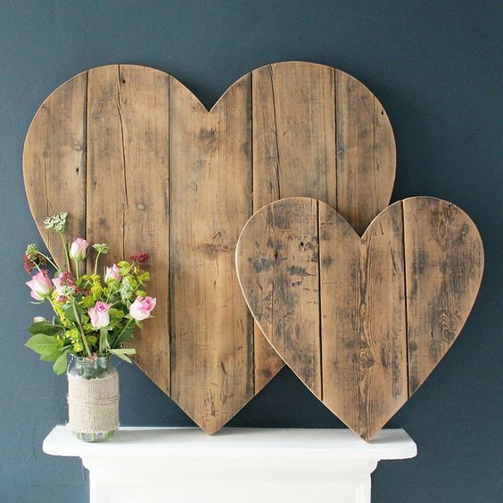 ideas diy de corazon de madera rustica 2