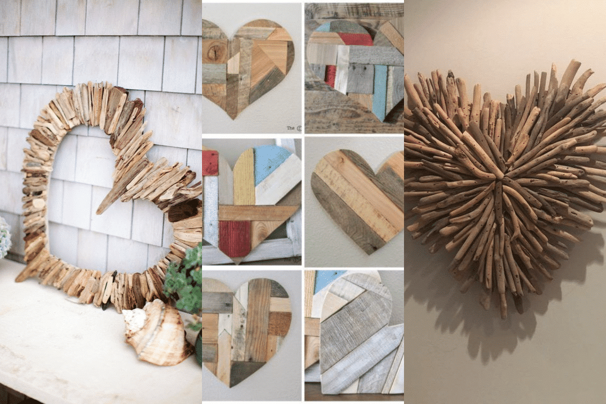 ideas diy de corazon de madera rustica