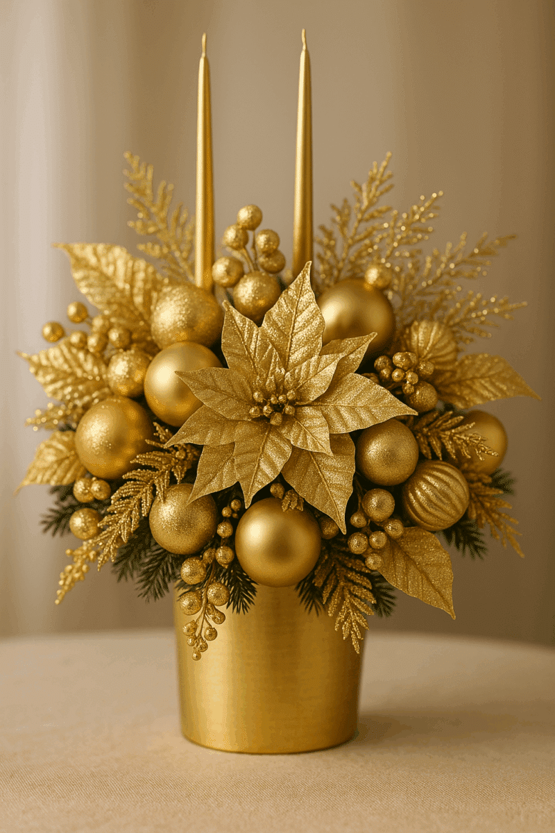 ideas para arreglos navidenos dorados 5