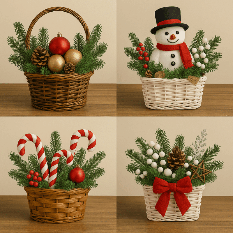 ideas para decorar con cestas en navidad 2