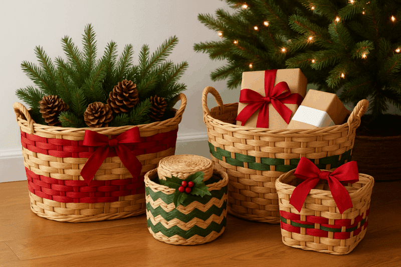 ideas para decorar con cestas en navidad 8