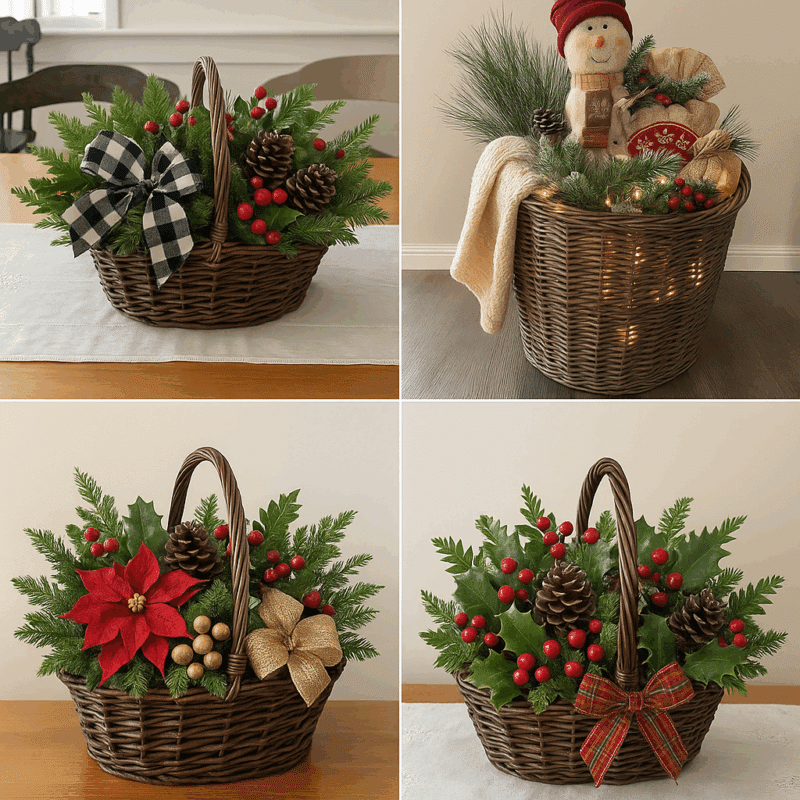 ideas para decorar con cestas en navidad