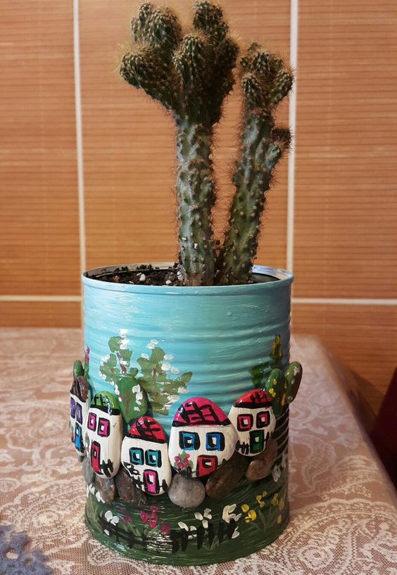 ideas para decorar tus latas con piedras 5