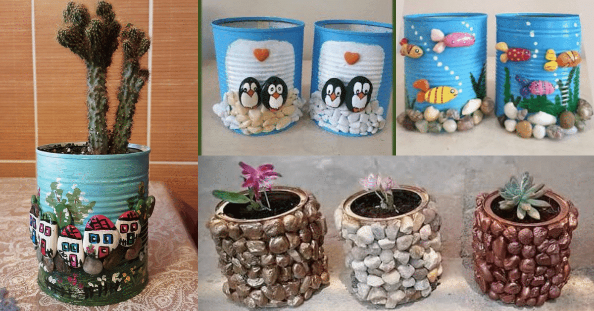 ideas para decorar tus latas con piedras