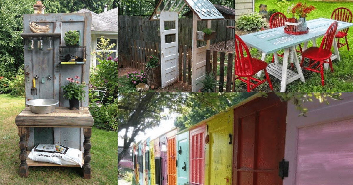 ideas para el jardin hechas con puertas antiguas
